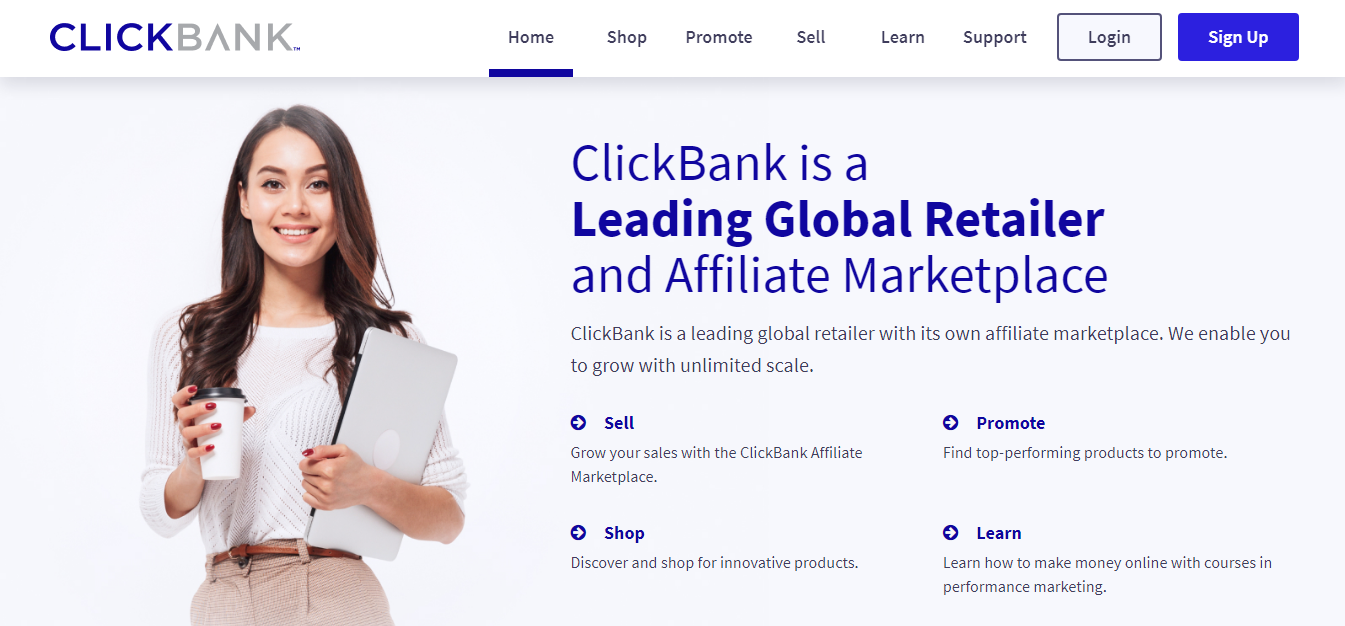 what clickbank homepage looks like