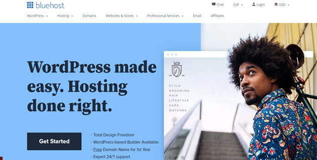 Bluehost home page