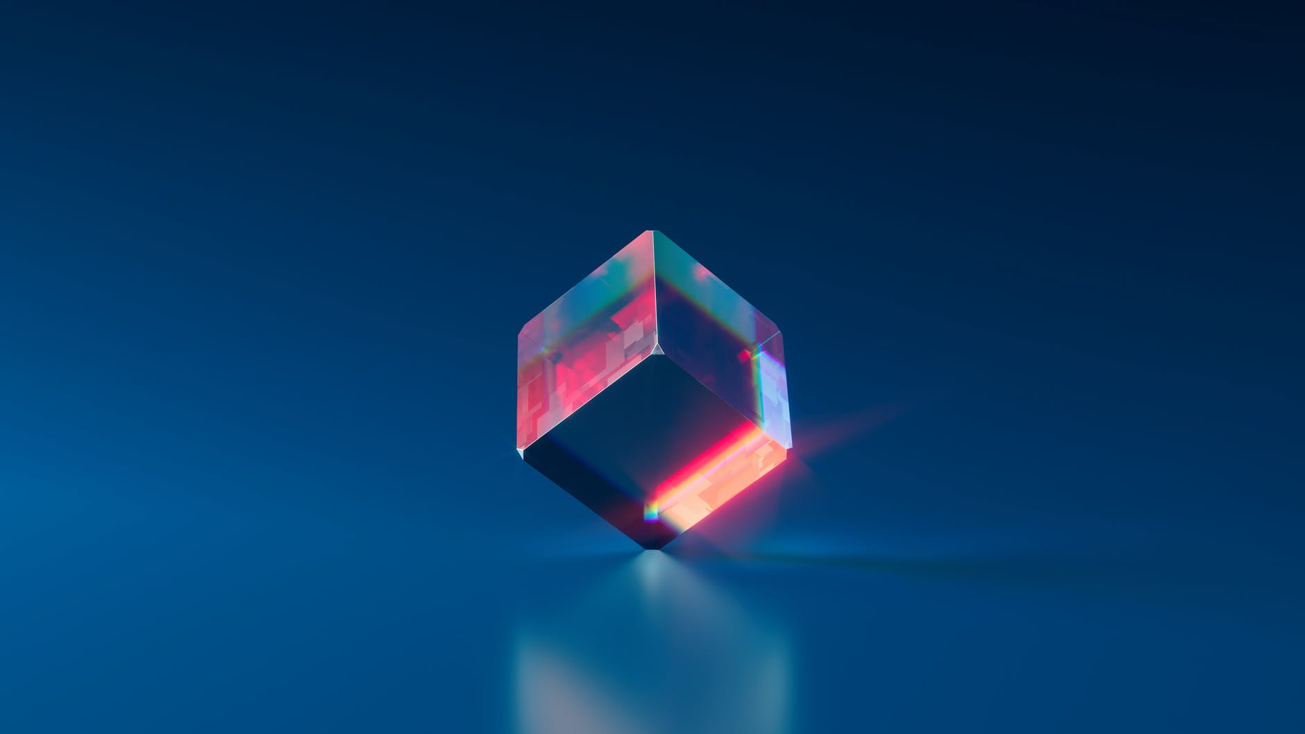 cube of nft in the middle with blue background