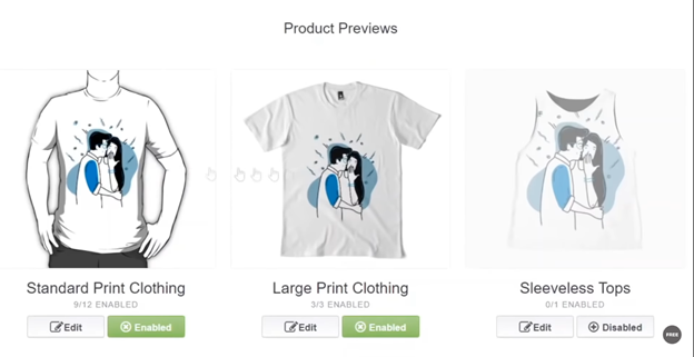 a preview of you design on different types of shirts in fdr website