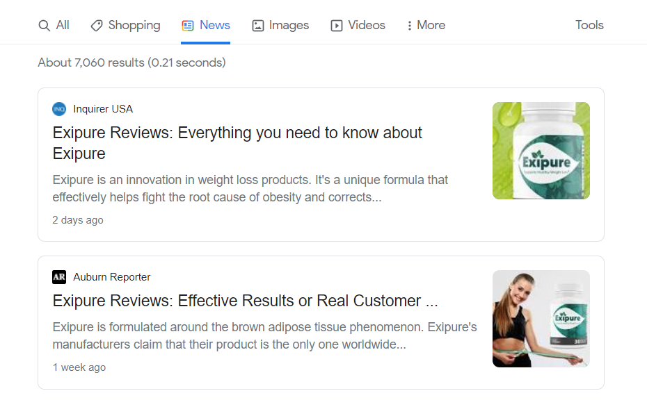 Exipure Search Result