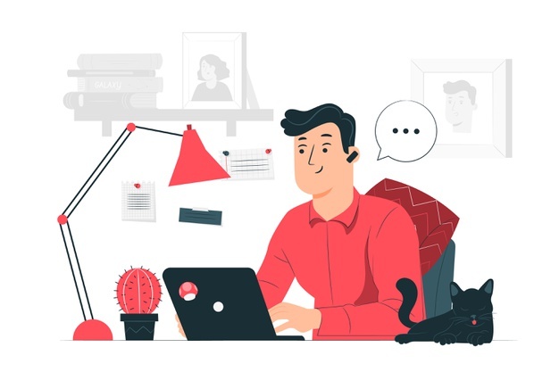 Illustration of a man working remotely