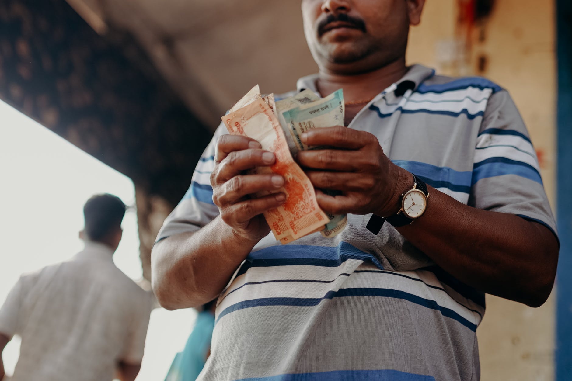 A man counting money